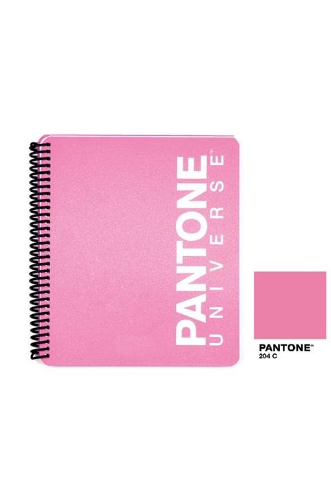 Pantone Pp Kapaklı Spiralli Büyük Boy Çizgili Defter Pembe 204c