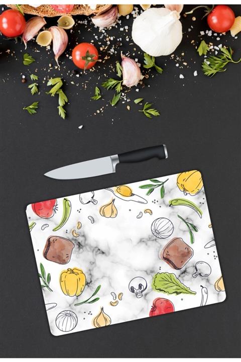 Pi Dekorasyon Meyve Ve Sebze Cam Kesme Tahtası