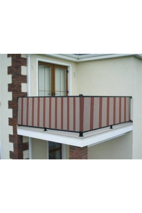 ceylan home Balkon Demiri Perdesi Bağcıklı Kahverengi Çizgili 700x80