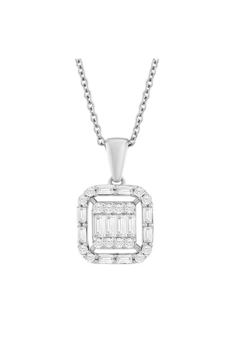 Barok Diamond Baget Pırlanta Kolye 0.24 Ct. F Vs 18k