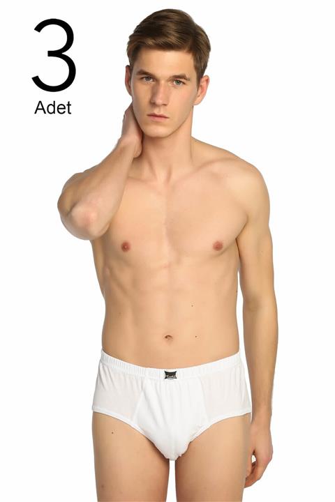 Tutku Erkek Beyaz 3'lü Paket Penye Slip Külot ELF568T0109CCM3