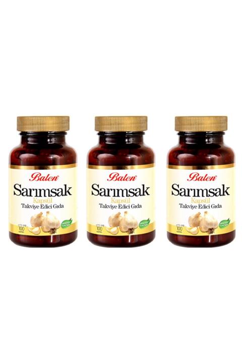 Balen 3 Adet Sarımsak Kapsül 375mg 100 Kapsül Takviye Edici Gıda