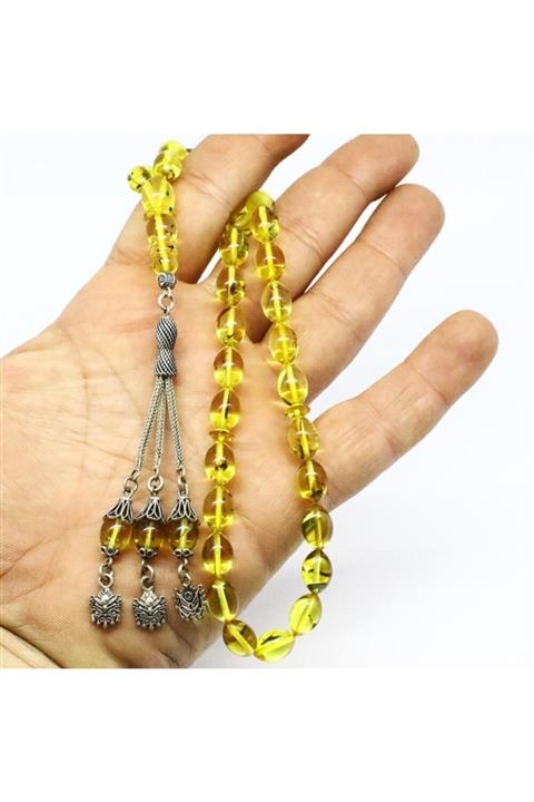 tesbihpasaji Fosil Parçacıklı Orijinal Damla Kehribar Tesbih