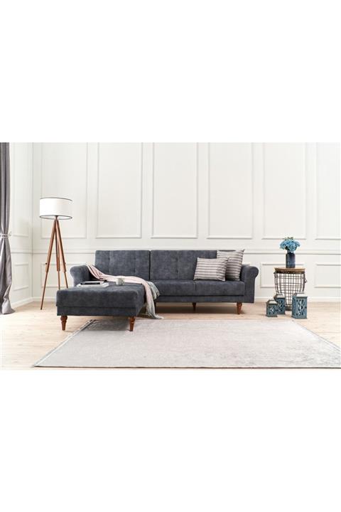 Evdebiz Madona Klasik Yataklı Köşe Koltuk Antrasit Sol