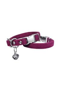 ReyonGO Kadife Çanlı Kedi Boyun Tasması 20-32 Cm Koyu Pembe