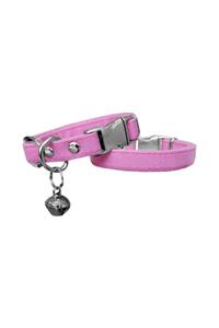 ReyonGO Kadife Çanlı Kedi Boyun Tasması 20-32 Cm Açık Pembe