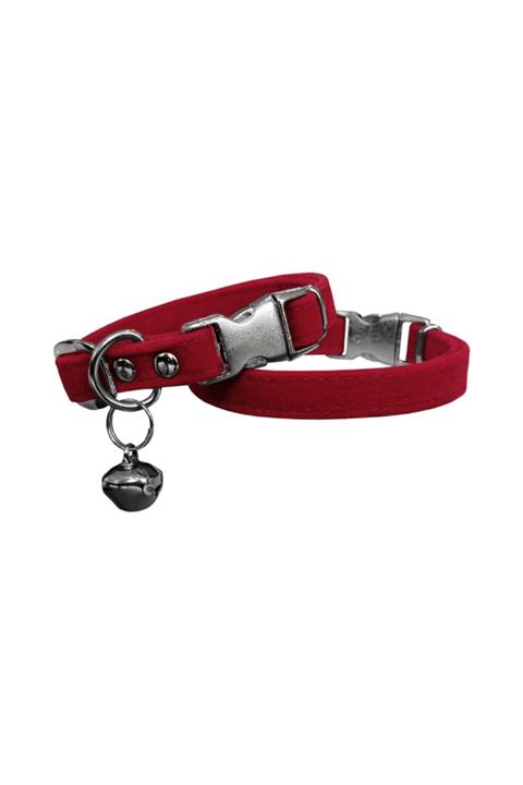 Sweet Markapet Kadife Çanlı Kedi Boyun Tasması 20-32 cm Kırmızı