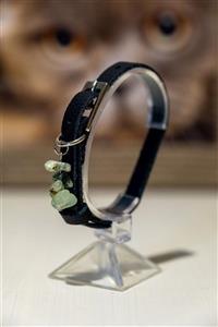 Monte Store Deri Kedi Tasması Siyah Aventurine