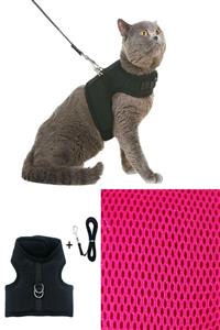 Carneil Shelay Pembe Air File Yeni Nesil Nefes Alabilen Kedi Göğüs Tasması 2'li Set - Medium-orta Beden