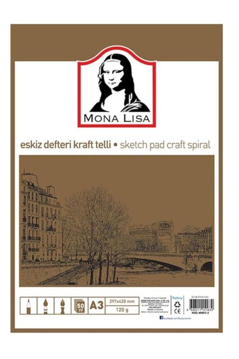 Südor Monalisa Eskiz Defteri Kraft Telli A3 120g 50 Yp