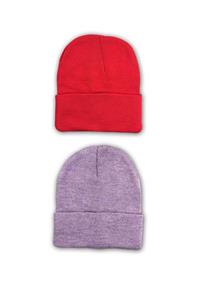 NO.8 HOUSE 2 Adet Unisex Basic Düz Bere Kırmızı Lila