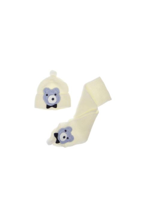 Günsan Erkek Bebek Beyaz Atkı Bere Takım 0-2 Yaş