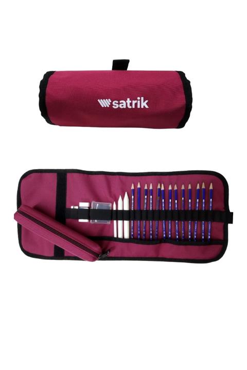 satrik Rulo Kalemlik Eskiz Ve Çizim Seti Dereceli Kalem Hamur Silgi Pastel Dağıtma Kalemi