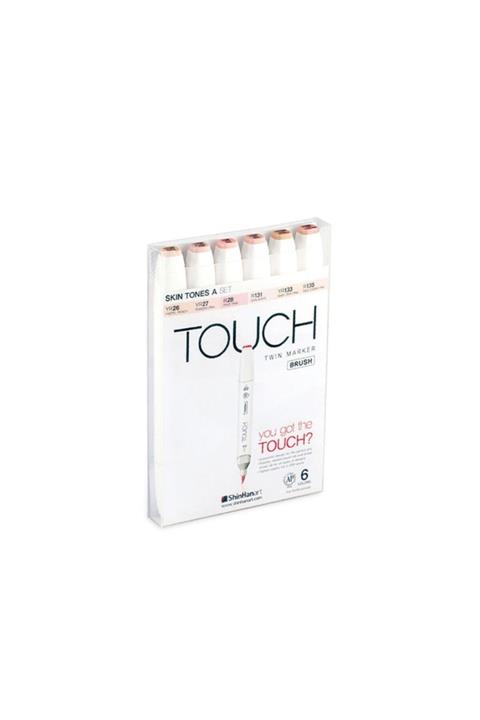 Shinhan Art Twin Brush Marker : Fırça Uçlu Markör Kalem Seti : 6 Renk : Ten Renkleri