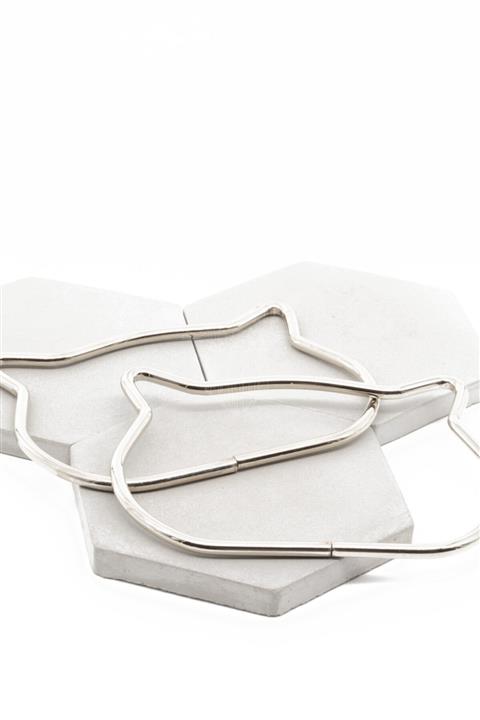 Zencefildesign Metal Çanta Sapı Kedi Model Gümüş Renk