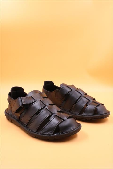 nazenintasarımlar Erkek Siyah Hakiki Deri Sandalet