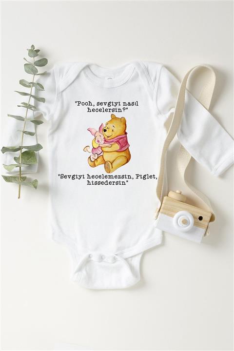 Happy Onesie Co Unisex Bebek Beyaz Sevgili Pooh Çıtçıtlı Body