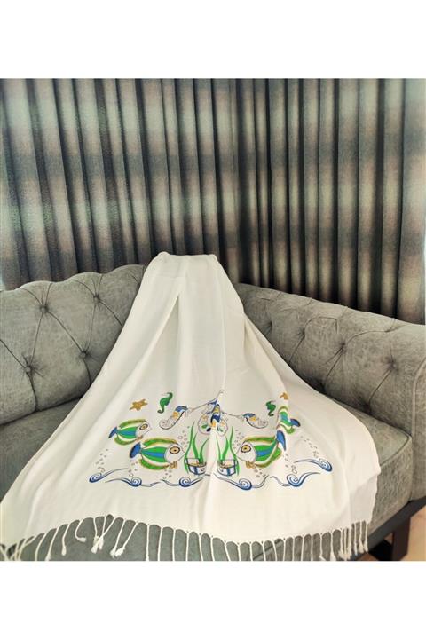 vasmina Krem  Balık Baskı Bambu Peştamal 95x185