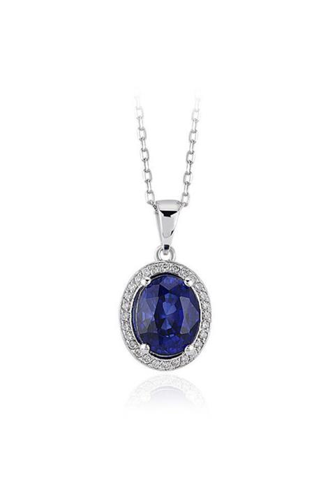 Sembol Gold Pırlanta Safir Kolye 2,75 ct