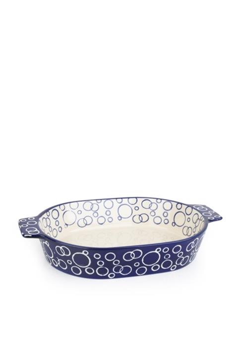 ACAR Seramik Porselen Dikdörtgen Etnik Desen Fırın Kabı - Gri