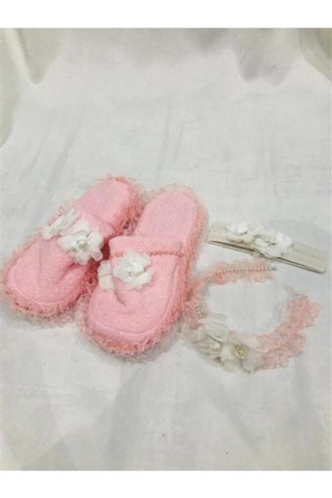 SEVGİTOMURCUĞU Kadın Pembe Lohusa Terlik Takımı