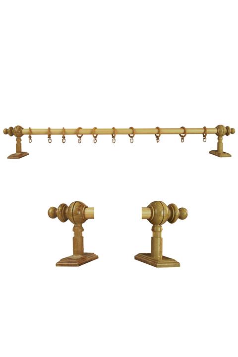 Perdejim Meşe Raysız Ahşap Rustik Perde Askısı - Rustik Borusu 300 Cm