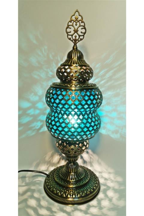 the istanbul lamp Otantik Dekoratif Pirinç Gece Lambası Turkuaz