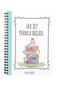 Bikutumutluluk N037 A5 Tasarım Spiralli Defter - Alice Mavi Kapaklı