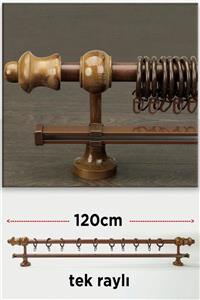 wenthi Ceviz Koyu Kahve Ahşap Rustik Tek Raylı Perde Askısı Venti 120 Cm