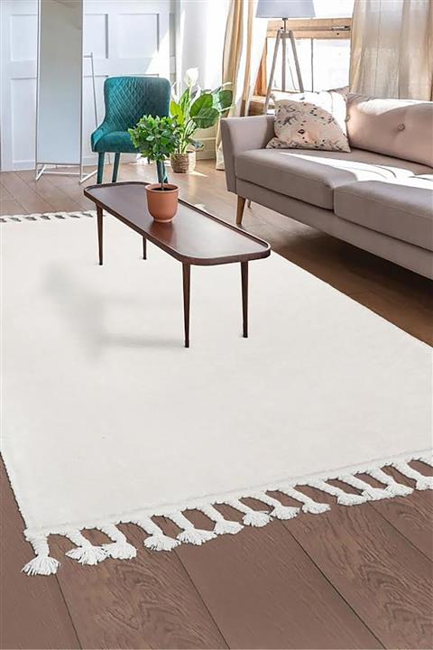 Sarar Saçaklı Vizon Peluş Post Kaymaz Taban Yıkanabilir Yolluk Halı