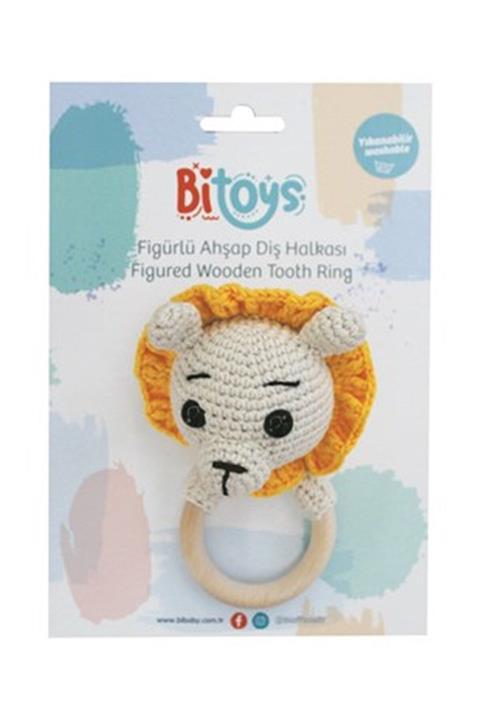 Bitoys Kız Erkek Bebek Aslan Çıngıraklı Amigurimi Diş Kaşıyıcı Hardal