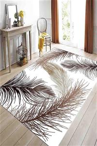 SUNTEKS HOME Dijital Baskı Kaymaz Taban Krem Tüy Desen Yolluk Halı