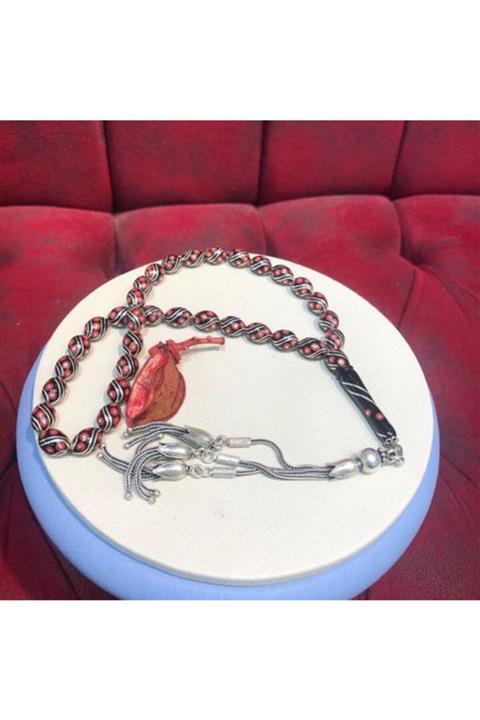 elif gümüş Mercan Işlemeli Erzurum Usta Işi Oltu Tesbih