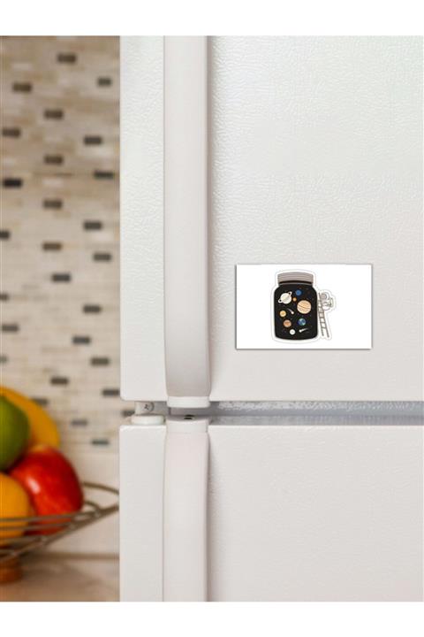 Panorama Ajans Minimal Kavanoz Gezegen Süs Dekor 6x9cm Magnet