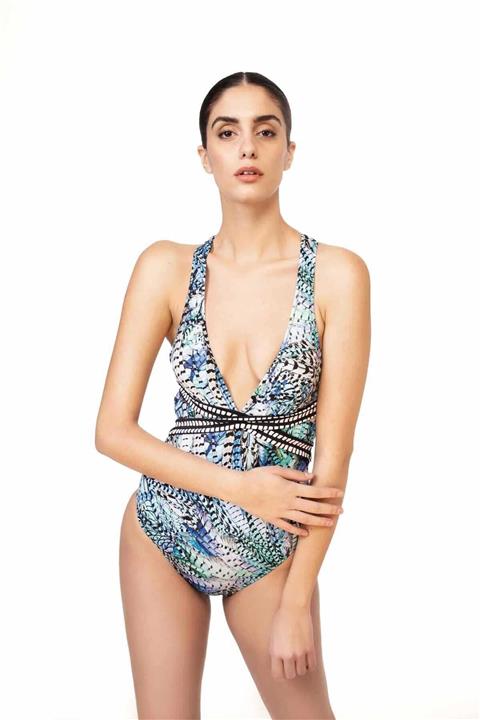 Bonesta Göğüs Altı Bantlı V Yaka Mayo