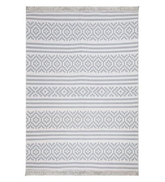Koza Halı Duo Beyaz Gri Çift Taraflı Yıkanabilir Dokuma Kilim 22996A