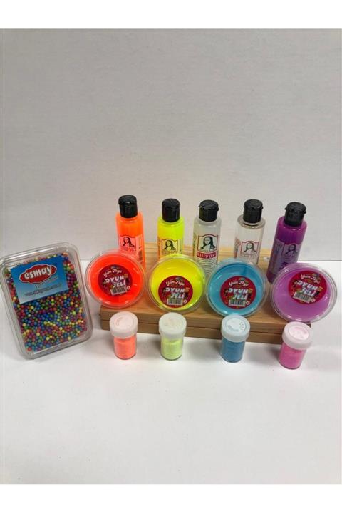 Monalisa Set 4 Renk 70ml Slime,1 Adet Boraks, Renkli Sim, Oyun Jeli Ve Mini Renkli Köpük