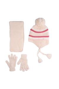 Kitti Çocuk Üçlü Takım Atkı Bere Eldiven Set Anti-pilling Polar 4-8 Yaş