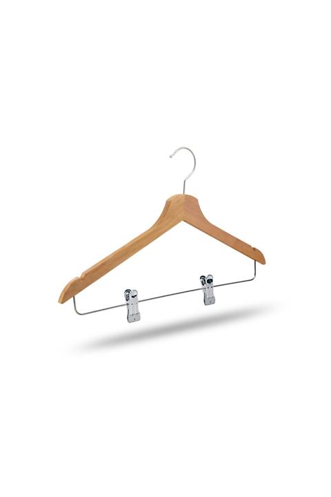 NYN Ahşap Mandallı Elbise Askısı Naturel Renk 100 Adet