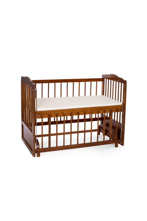 Heyner Ahşap Beşik Anne Yanı Beşik Sallanır Beşik Ceviz 60x120 + Yatak