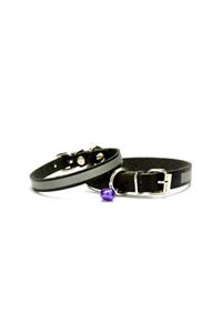 MCE Pet Cattie Gerçek Deriden El Yapımı Reflektörlü Kedi Boyun Tasması 1x18-22 cm - Black