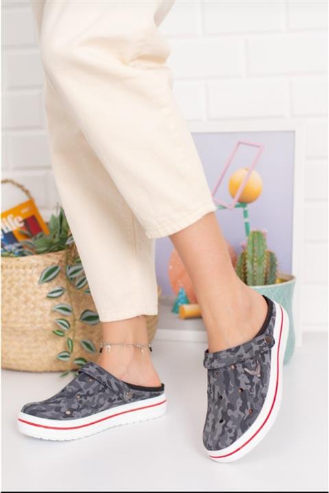 PRESTIJ Gri Kros Terlik Full Ortapedik Özel Topuk Jelli