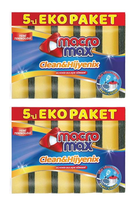 MACROMAX Klasik Yeşil Düz Sünger | Ekonomik 2 Adet | 5'li