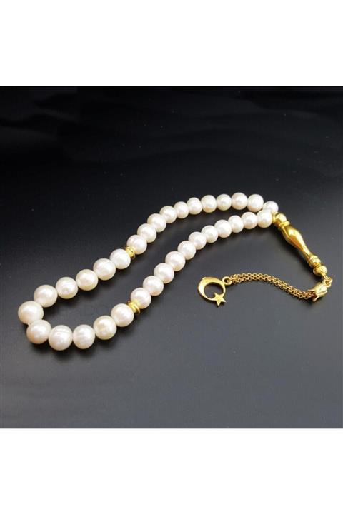 Modamecra 925 Ayar Gümüş Ayyıldız Aparatlı Inci Tesbih