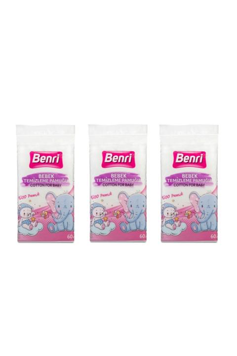 Benri Bebek Temizleme Pamuğu 3x60 Adet