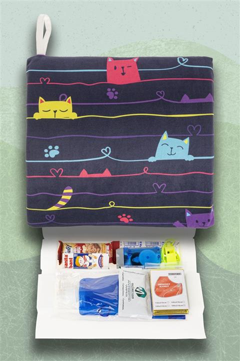 BuYastık Kedi Desenli Acil Durum Deprem Yastığı