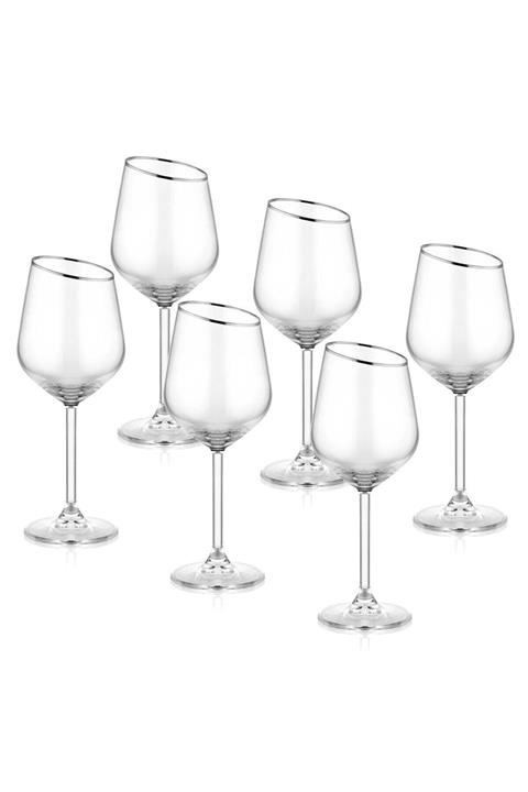 The Mia Gina Şarap Kadehi 6'lı Set - Gümüş