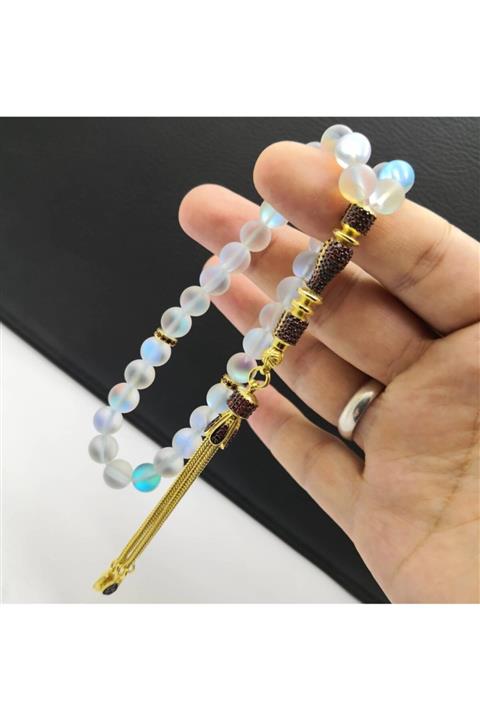 33tesbih Kuvars Taşı Tesbih Özel Zirkon Gümüş Tasarımlı