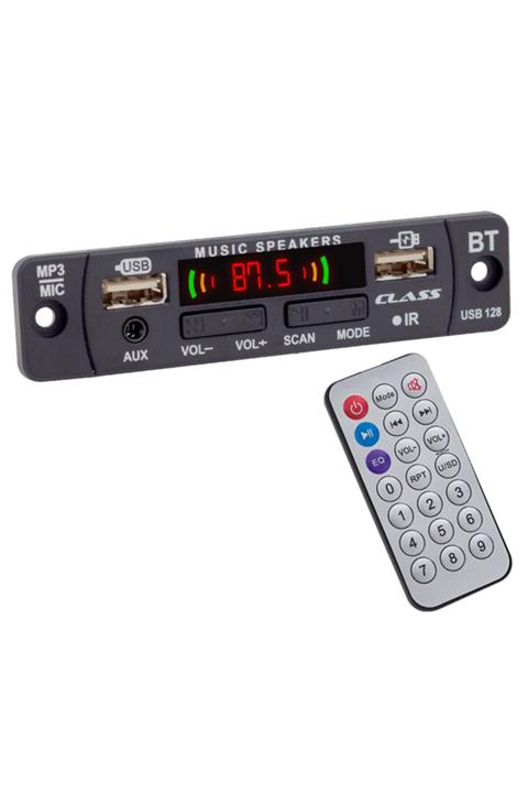 Class Usb-128 Usb/mıc/aux/bluetooth Kumandalı Oto Teyp Çevirici Dijital Player Board