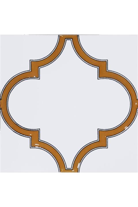 Armada Çini 20x20 Cm Sp 103 Arabesk Sarı Beyaz Desenli Kütahya Çini